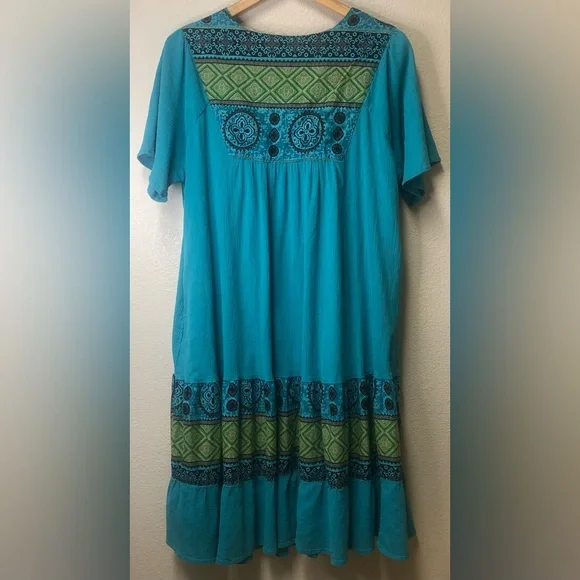 National dress cotton crinkle southwestern print boho PXL - Picture 2 of 10